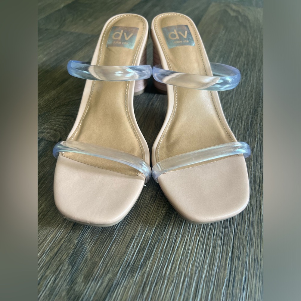 Nude/Clear strappy heels